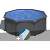 GRE Kit piscine acier gris anthracite Gré Louko ronde 3,20 x 1,22 m + ...