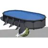 GRE Kit piscine acier gris anthracite Gré Louko ovale 7,44 x 3,99 x 1,...