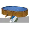 GRE Piscine acier aspect bois Gré Pacific ovale 6,34 x 3,99 x 1,22 m -...