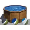 Gre Kit piscine acier aspect bois Gré Pacific ronde 2,60 x 1,22 m + Bâ...