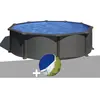 GRE Kit piscine acier Gré Juni ronde 4,80 x 1,32 m + Bâche à bulles - ...