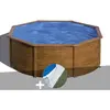 Gre Kit piscine acier aspect bois Gré Pacific ronde 3,70 x 1,22 m + T...