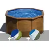 Gre Kit piscine acier aspect bois Gré Pacific ronde 2,60 x 1,22 m + Bâ...
