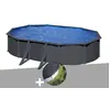 GRE Kit piscine acier gris anthracite Gré Louko ovale 6,34 x 3,99 x 1,...