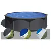 GRE Kit piscine acier gris anthracite Gré Louko ronde 4,80 x 1,22 m + ...