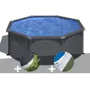 GRE Kit piscine acier gris anthracite Gré Louko ronde 3,20 x 1,22 m + ...