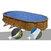 Gre Kit piscine acier aspect bois Gré Pacific ovale 7,44 x 3,99 x 1,2...
