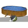 Gre Kit piscine acier aspect bois Gré Pacific ovale 6,34 x 3,99 x 1,2...