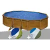 GRE Piscine acier aspect bois Gré Pacific ovale 6,34 x 3,99 x 1,22 m -...