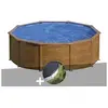 GRE Kit piscine acier aspect bois Gré Pacific ronde 4,80 x 1,22 m + Bâ...