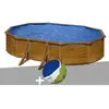 GRE Kit piscine acier aspect bois Gré Pacific ovale 6,34 x 3,99 x 1,22...