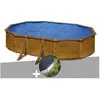 GRE Kit piscine acier aspect bois Gré Pacific ovale 5,27 x 3,27 x 1,22...