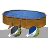 Gre Kit piscine acier aspect bois Gré Pacific ovale 6,34 x 3,99 x 1,2...