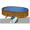 GRE Kit piscine acier aspect bois Gré Pacific ovale 5,27 x 3,27 x 1,22 m + Tapis de sol