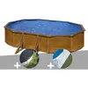 Gre Kit piscine acier aspect bois Gré Pacific ovale 6,34 x 3,99 x 1,22...