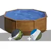 Gre Kit piscine acier aspect bois Gré Pacific ronde 3,70 x 1,22 m + B...