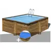 GRE - Kit piscine bois Gré Carra 3,05 x 3,05 x 1,19 m + Bâche à bulles