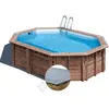 Kit piscine bois gré bambu 5,35 x 3,35 x 1,36 m + bâche hiver