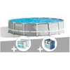 Intex Kit piscine tubulaire Intex Prism Frame ronde 4,57 x 1,07 m + Bà...