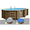 GRE Kit piscine bois Grénade 4,36 x 3,36 x 1,17 m + Bâche hiver + Bâch...