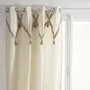 TOILINUX - Lot de 2 Rideaux Carmen à Pompons en jute - 140 cm x 260 cm - Beige - Carmen