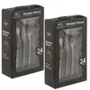 Toilinux.com Lot de 2 Ménagères Modern Wood en Acier Inoxydable - 48 couverts - Noir Mat