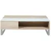 Toilinux - Table basse en verre et MDF avec plateaux relevable - Beige