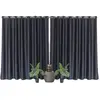TOILINUX - Lot de 2 grands Rideaux unis occultants avec oillets - 300 x 240 cm - Noir