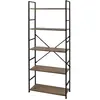 Toilinux Etagère Droite Large 5 Niveaux Colorado H.48 En Métal Et Mdf - Beige Et Noir
