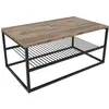 Toilinux - Table basse en panneaux de particules et acier avec 1 étagère - beige
