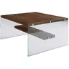 Toilinux Table basse carrée 1 étagère en bois de pin et sa structure en verre