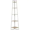 The Home Deco Factory Etagère D'angle 5 Niveaux En Bois Et Métal Edison - Blanc Et Marron