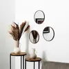 THE HOME DECO FACTORY Lot de 3 miroirs ronds imitation bois