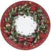 - Lot de 12 dessous d'assiette Couronne de Noël D. 33 cm - Rouge