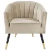 Leitmotiv - Fauteuil 1 place en polyester effet velours - Beige