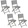 HESPERIDE Lot de 4 chaises de jardin pliables modula - galet et graphite