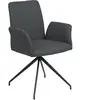 Toilinux - Fauteuil de table Lou en tissu - Gris foncé