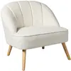 Atmosphera - Fauteuil en velours et pieds en bois NAOVA - Blanc