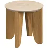 Toilinux Table d'appoint ronde avec plateau effet travertin LIMA - Marron