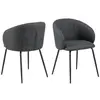 Toilinux Lot de 2 chaises avec accoudoirs SÖREN - Gris anthracite avec pieds noirs