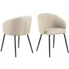 Toilinux Lot de 2 chaises avec accoudoirs SÖREN - Beige avec pieds noirs