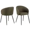 Toilinux Lot de 2 chaises avec accoudoirs SÖREN - Kaki avec pieds noirs
