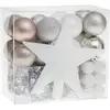 FÉÉRIC LIGHTS AND CHRISTMAS Kit Décoration pour sapin de Noël - 44 Pièces - Taupe, argent et gris