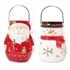 TOILINUX Lot de 2 Déco de Noël lanterne Xmas - Père Noêl et Bonhomme de Neige