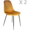 Chaises design velours Giulia - Jaune moutarde - Lot de 2 - Salle à manger - Métal - Intérieur