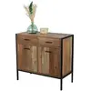 Toilinux Commode riverside - 2 tiroirs et 2 portes - largeur 84 cm - métal et bois