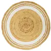 Non communiqué - Tapis rond en Jute et coton - Imprimé Blanc - Diamètre 90 cm