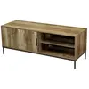 Toilinux Meuble Tv Joya Avec 1 Porte Et 2 Niches De Rangement - Bois Foncé Et Noir