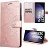 BOOLING Coque de protection - Samsung - Galaxy S23 Ultra - Rose - Motif Papillons - Antichoc