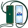 BOOLING Coque Cordon pour Samsung Galaxy A54 5G Vert Nuit Antichoc Motif Coeur Anti-Rayure Souple